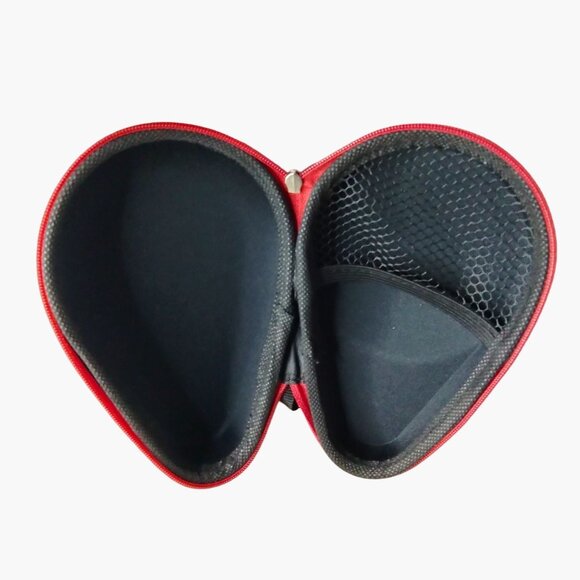 Hard Shell Case Small Sound Equipment Travel Zipper Strap Black Red - Picture 2 of 6